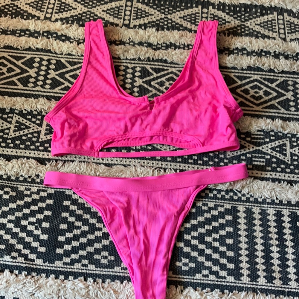 Neon pink bikini